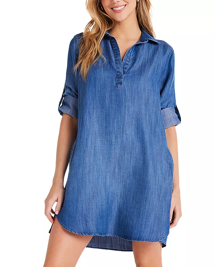 Fashion Denim V-Neck Long sleeves Shirt