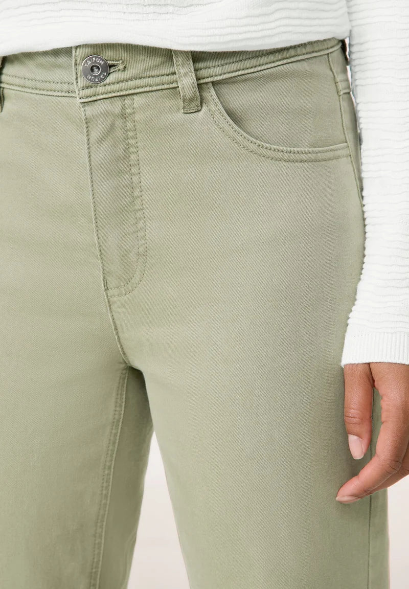 Women's Light Olive Green Boyfriend High-Rise Straight Jeans