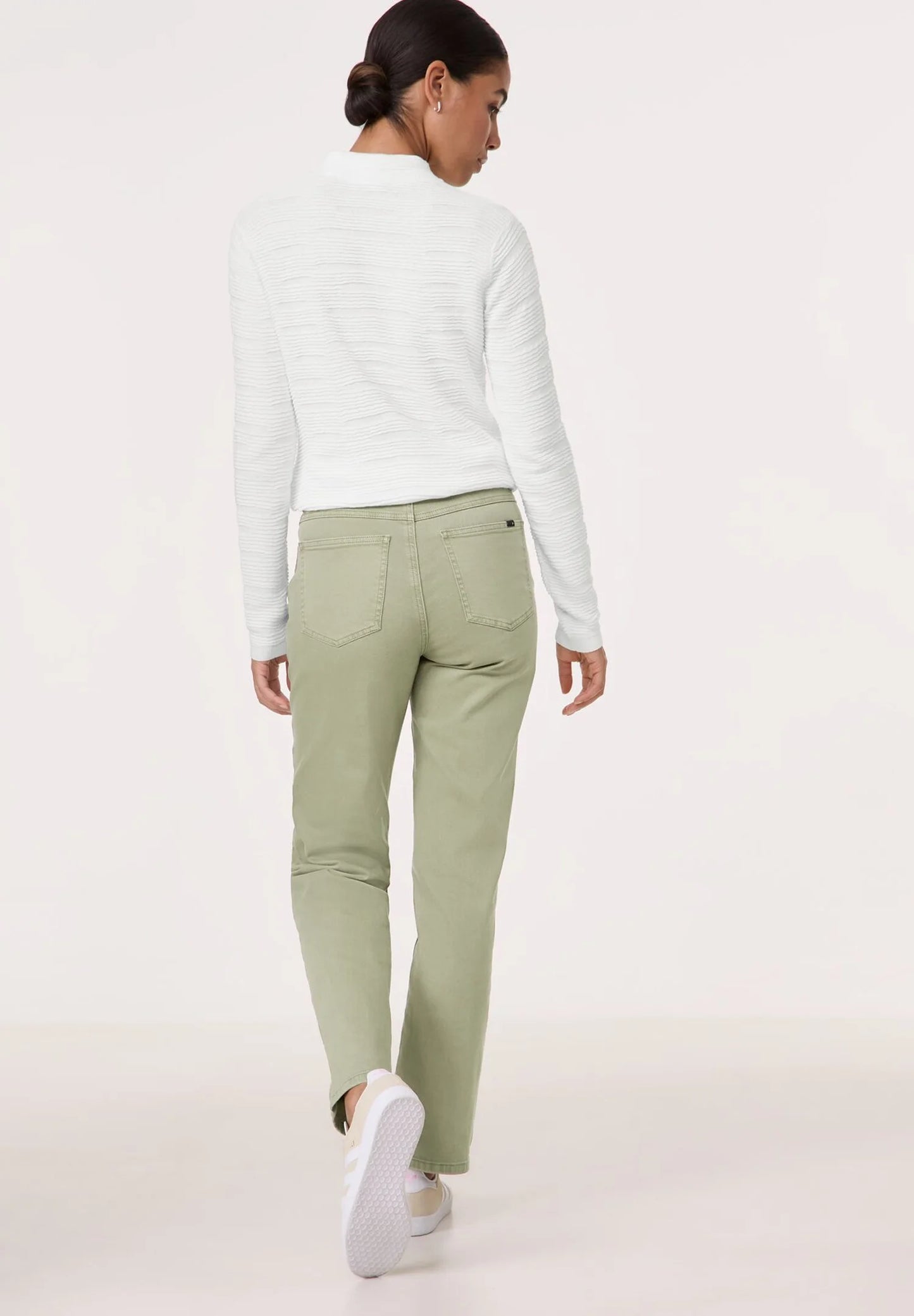 Women's Light Olive Green Boyfriend High-Rise Straight Jeans