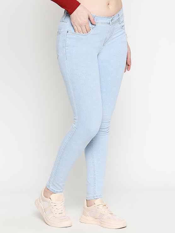 Skinny Fit Mid-Rise Ankle Length Jeans for Women