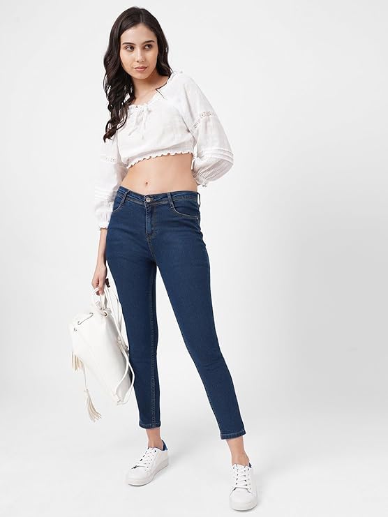 Skinny Fit Mid-Rise Ankle Length Jeans for Women