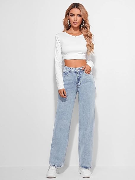 High Waist Straight Leg Mom Fit Jeans