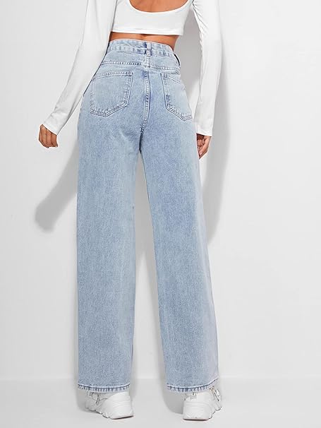 High Waist Straight Leg Mom Fit Jeans