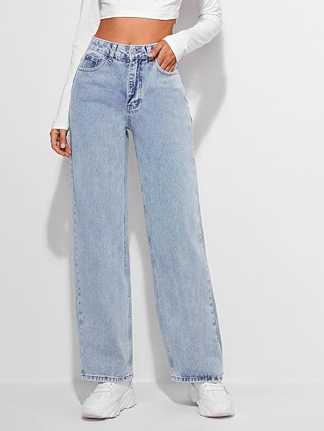 High Waist Straight Leg Mom Fit Jeans