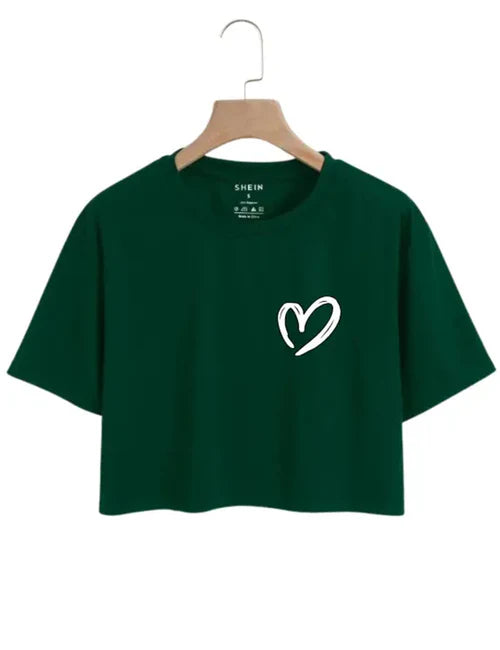Stylish Heart Print Logo Tee for Women