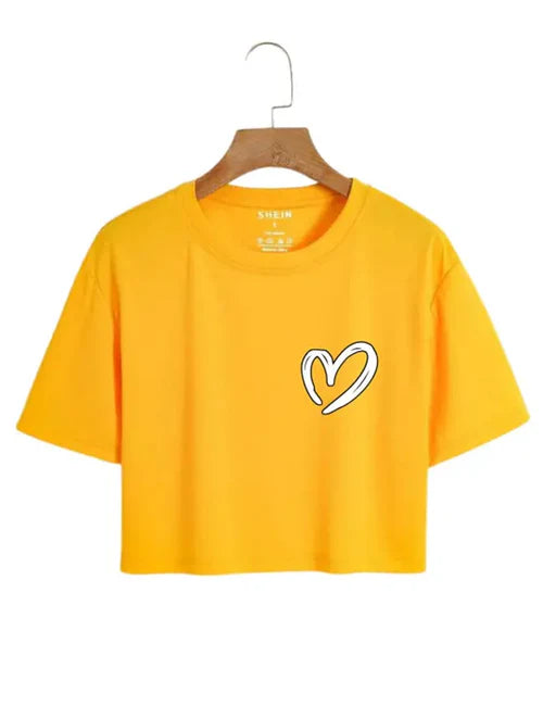 Stylish Heart Print Logo Tee for Women