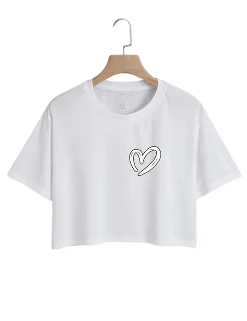 Stylish Heart Print Logo Tee for Women