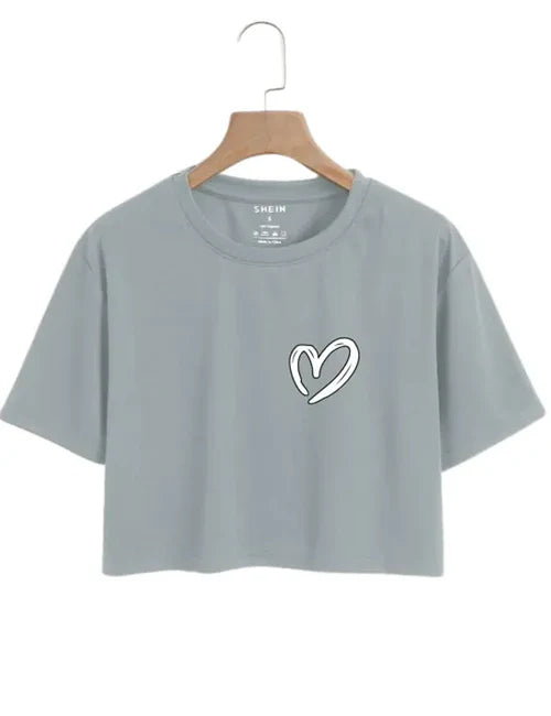 Stylish Heart Print Logo Tee for Women