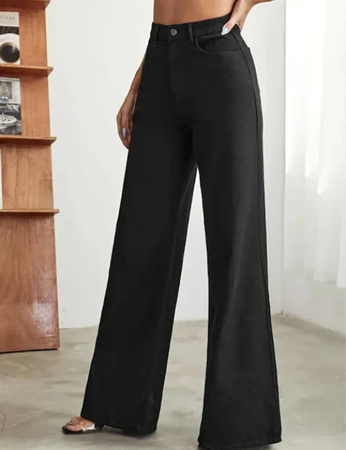 Trendy Women's High Waist Wide-Leg Denim Jeans