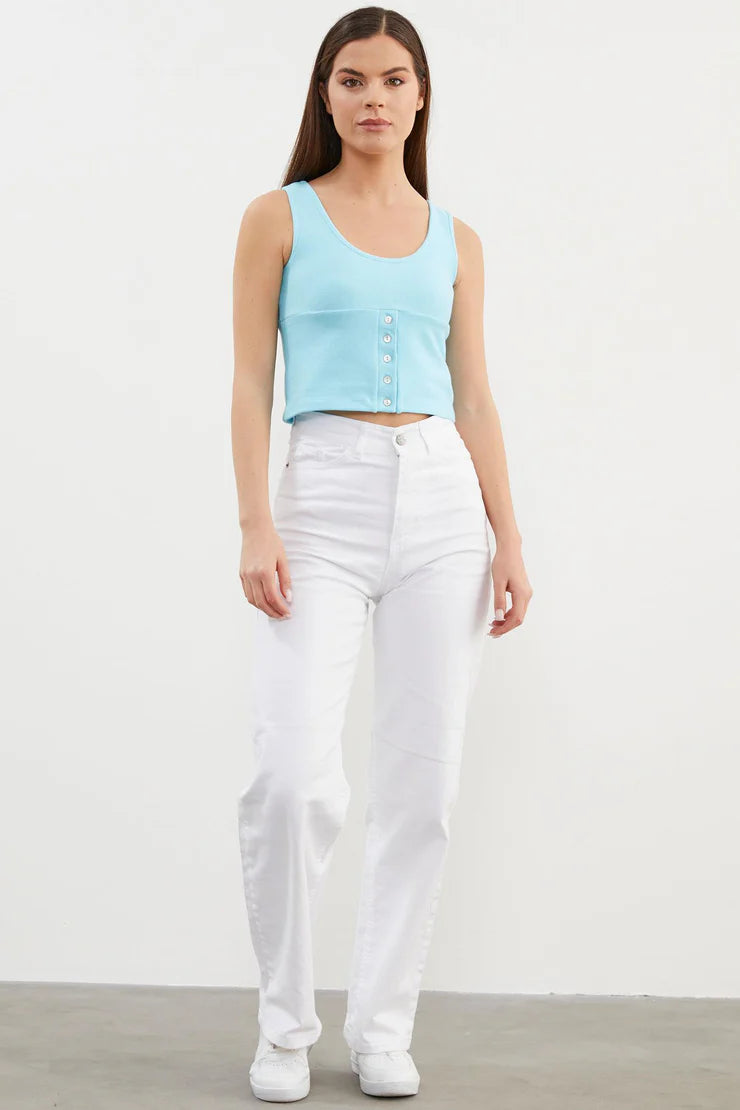 Highly Desirable Straight Leg White Jeans for Women