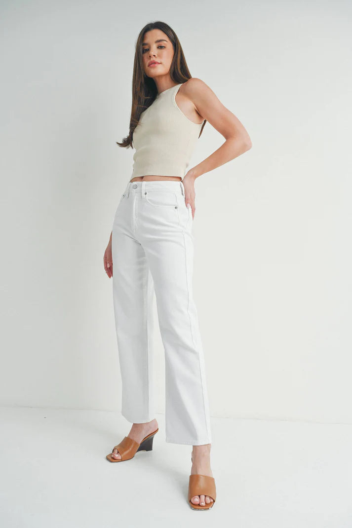 Classic White Straight Leg High-Rise Jeans
