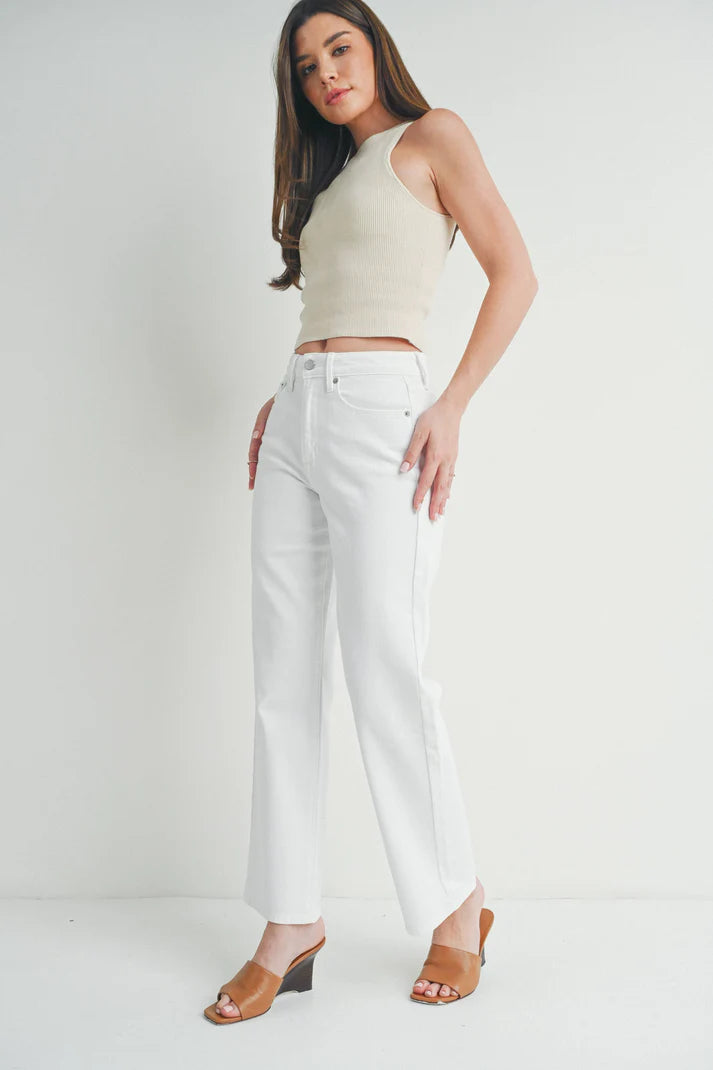 Classic White Straight Leg High-Rise Jeans