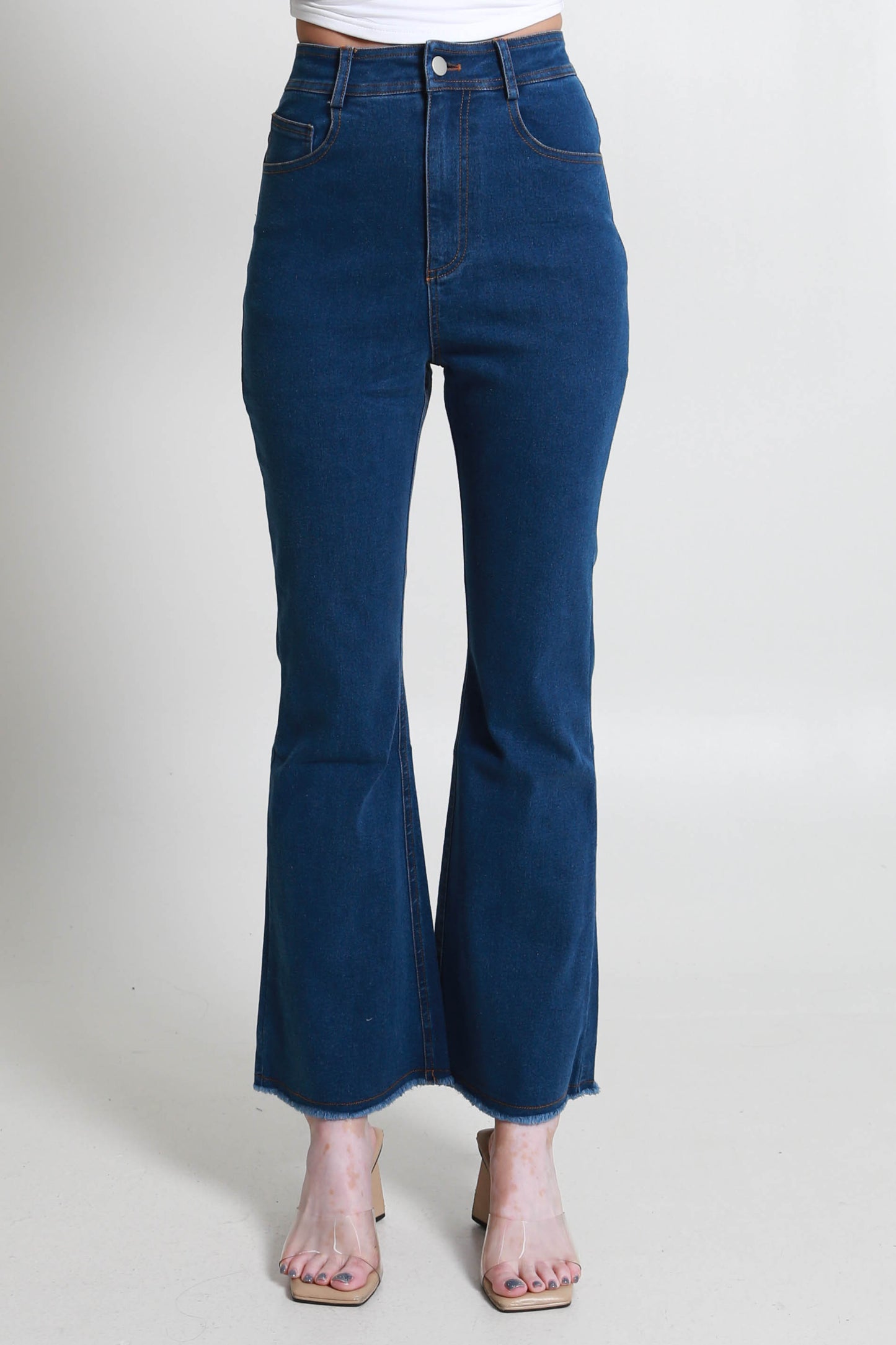 Women's High-Rise Boot Cut Ankle Jeans – Stretch Denim for Comfort & Style