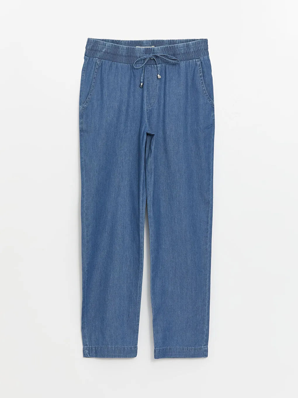 Casual Denim Elastic Waist Trousers for Women