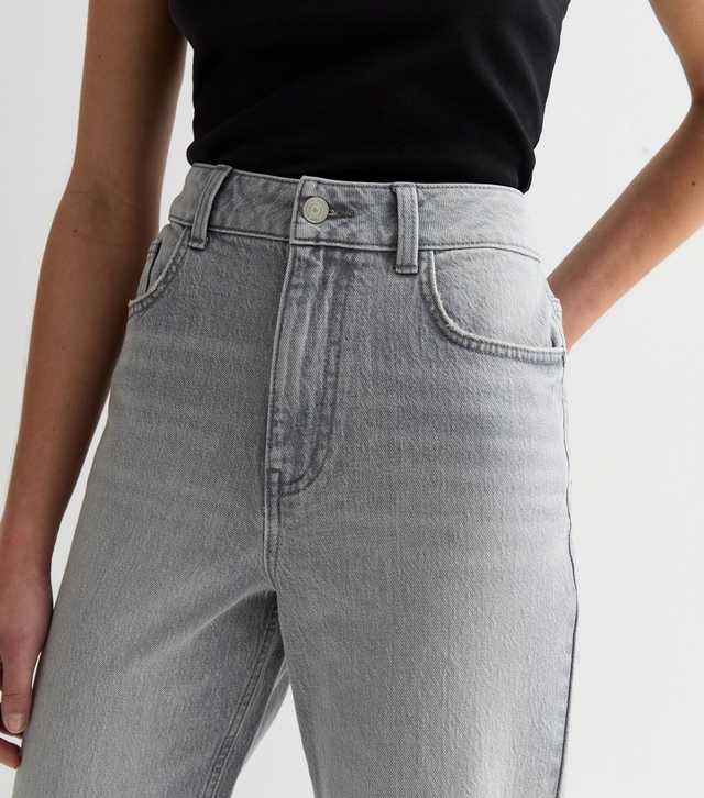 Pale Grey High Waist Mom Jeans