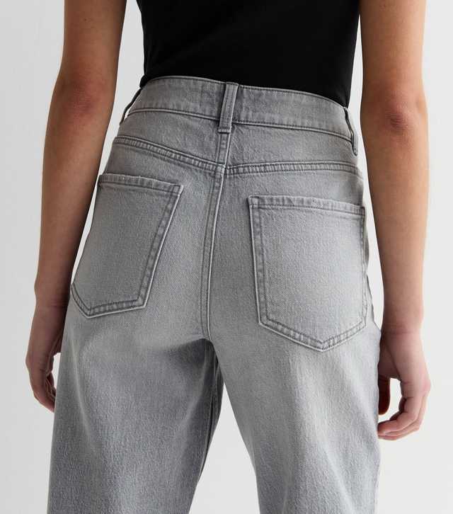 Pale Grey High Waist Mom Jeans