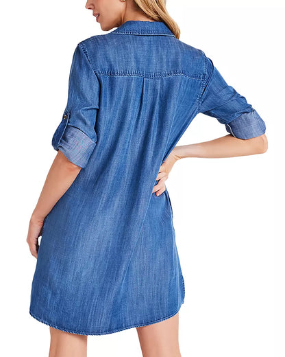 Fashion Denim V-Neck Long sleeves Shirt