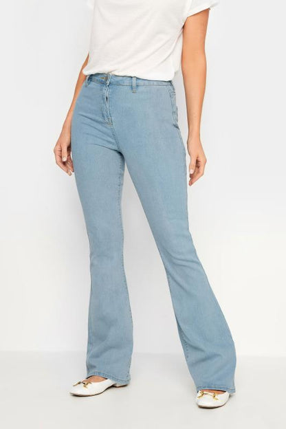 Flared Light Blue Jeans for Women – Retro Style