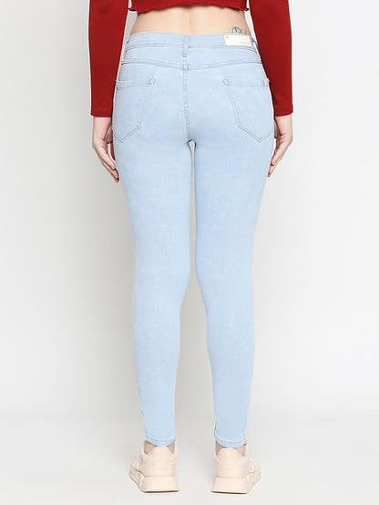 Skinny Fit Mid-Rise Ankle Length Jeans for Women