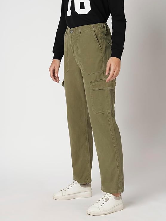 Straight Fit Mid-Rise Cargo Pants