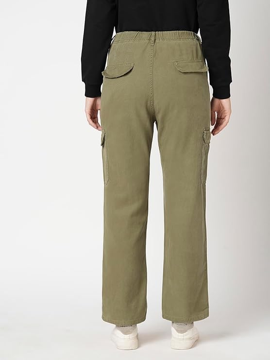 Straight Fit Mid-Rise Cargo Pants