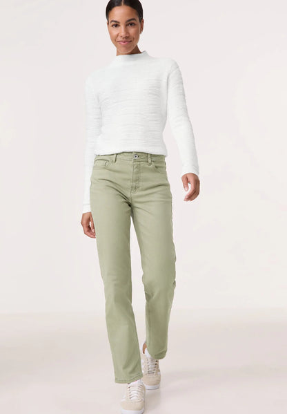 Women's Light Olive Green Boyfriend High-Rise Straight Jeans