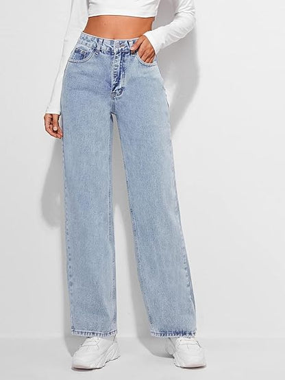 High Waist Straight Leg Mom Fit Jeans