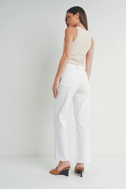 Classic White Straight Leg High-Rise Jeans