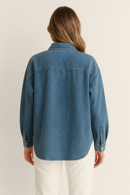 Baggy Denim Shacket for Women