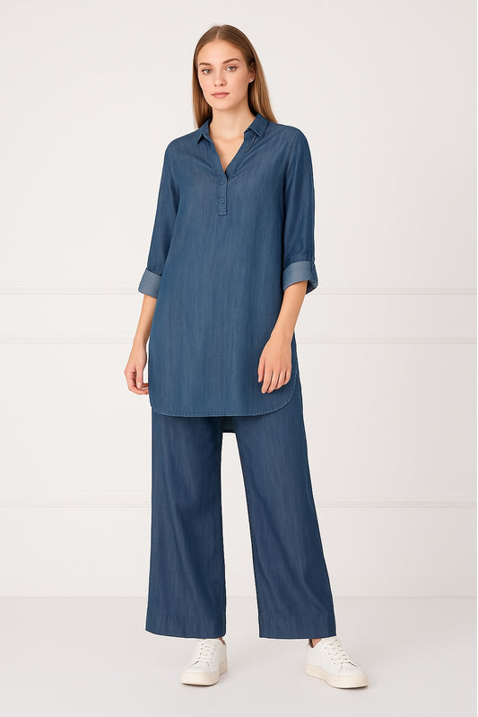 Denim Dream: Eastern Top & Palazzo Co-ord Set