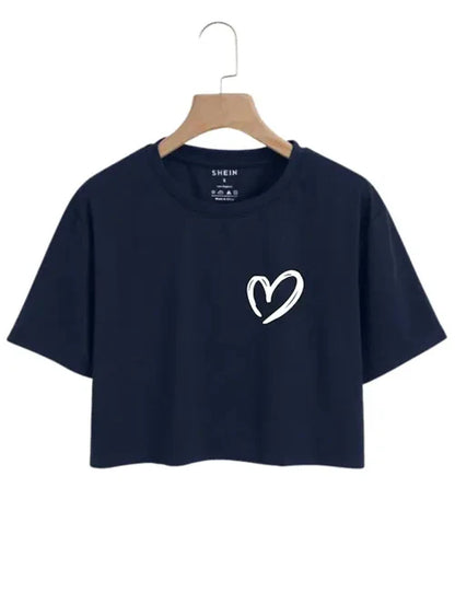 Stylish Heart Print Logo Tee for Women