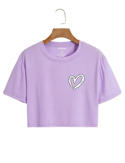 Stylish Heart Print Logo Tee for Women