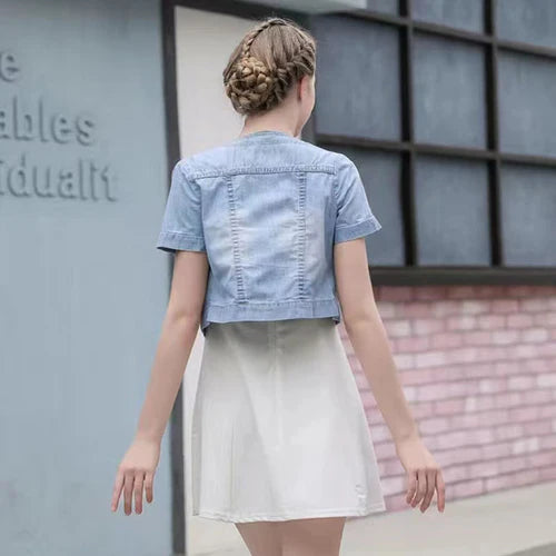 Women's Slim-Fit Cropped Denim Jacket