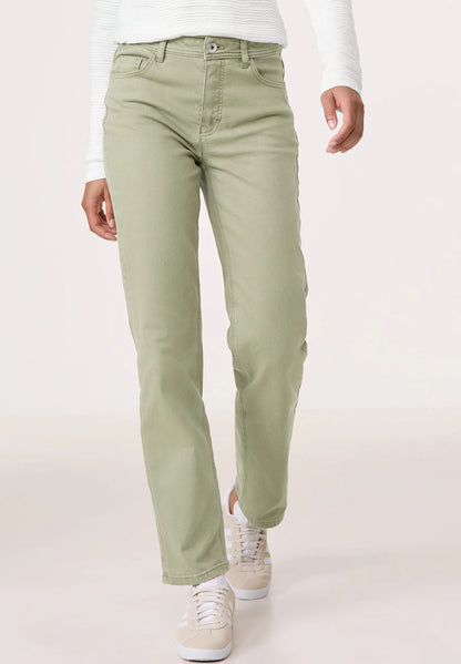 Women's Light Olive Green Boyfriend High-Rise Straight Jeans