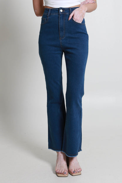 Women's High-Rise Boot Cut Ankle Jeans – Stretch Denim for Comfort & Style