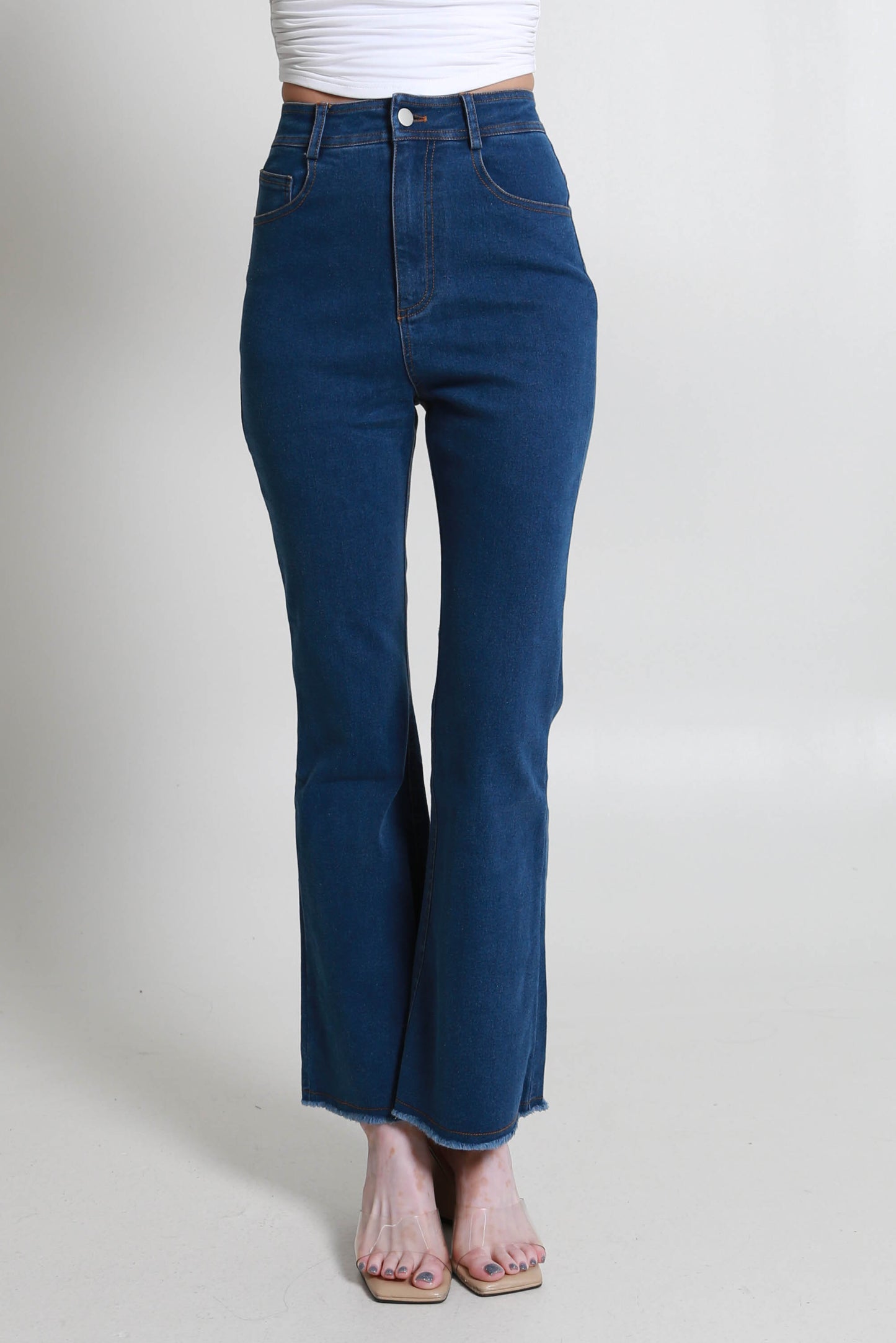 Women's High-Rise Boot Cut Ankle Jeans – Stretch Denim for Comfort & Style