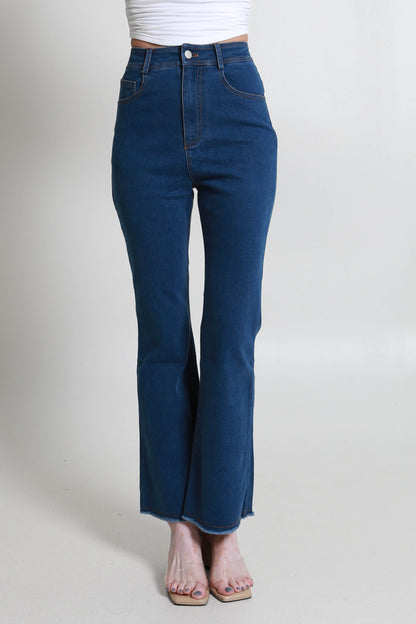 Women's High-Rise Boot Cut Ankle Jeans – Stretch Denim for Comfort & Style