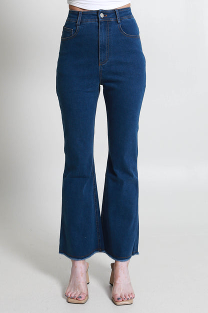 Women's High-Rise Boot Cut Ankle Jeans – Stretch Denim for Comfort & Style