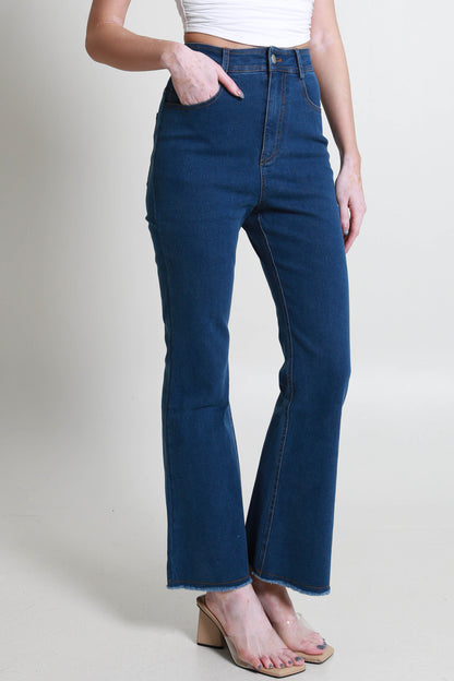 Women's High-Rise Boot Cut Ankle Jeans – Stretch Denim for Comfort & Style